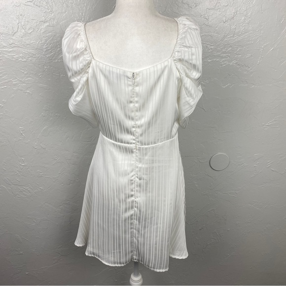 Lulus Dance After Dark White Satin Striped
Skater mini Dress Large - Picture 7 of 10